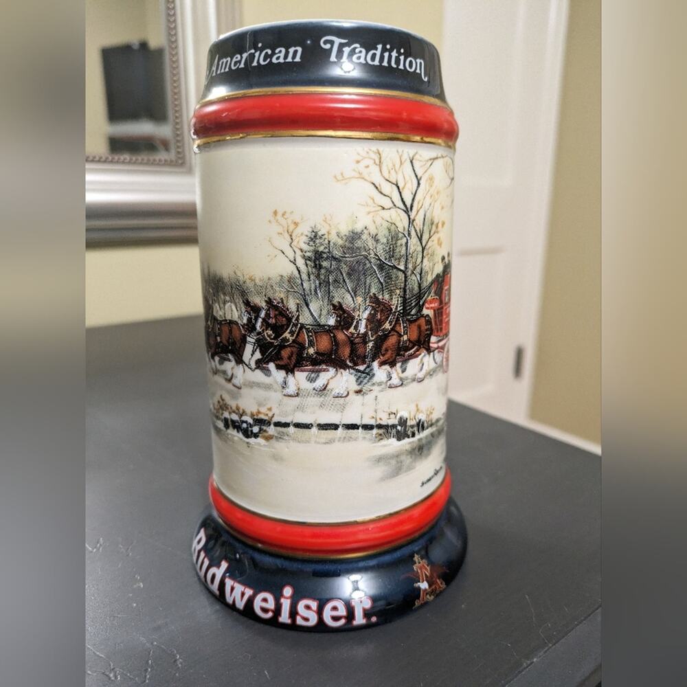 Vintage Budweiser Holiday Stein 1990